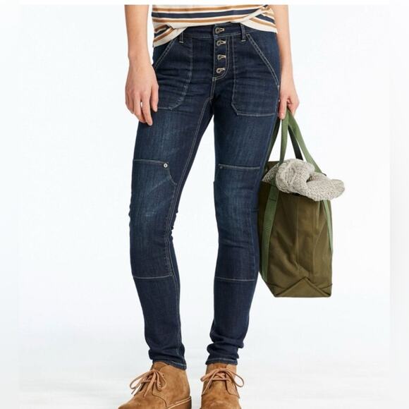 L.L. Bean Women's Signature Premium Skinny Jeans Mid-Rise Button-Front Size 10 - Picture 1 of 12